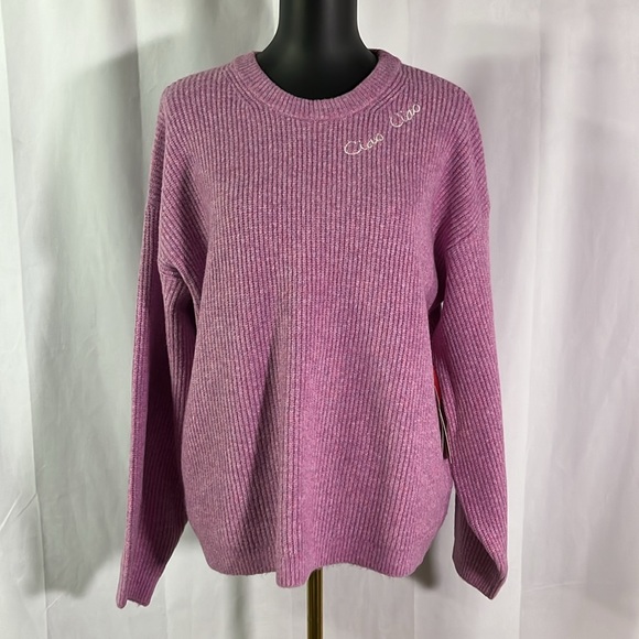 a new day Sweaters - NWT A New Day Purple Embroiderd Ciao Ciao Long Sleeve Crewneck Sweater